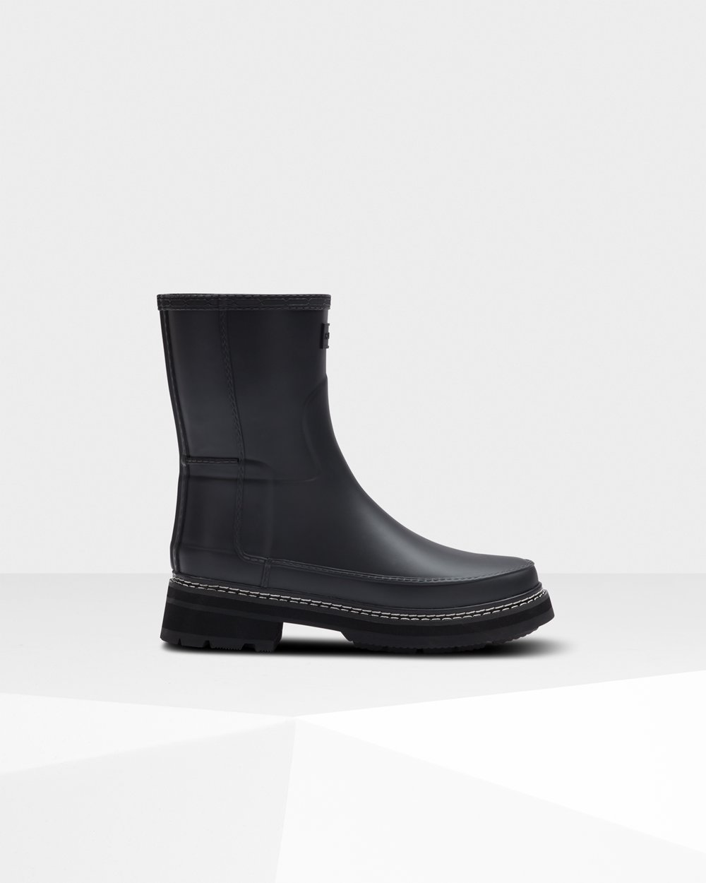 Womens Hunter Refined Stitch Detail - Short Rain Boots Black - 1906-QNZIT